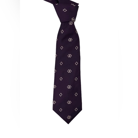 New RALPH LAUREN PURPLE LABEL Men Purple/white 100% Silk  Tie Made In  Italy - Picture 1 of 6